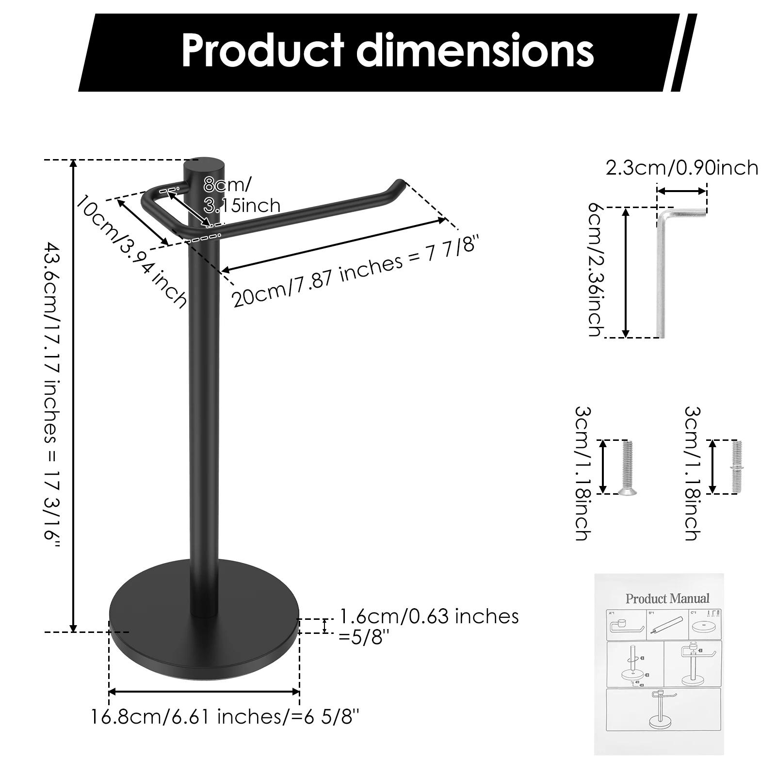 Hand Towel Holder Stand Stainless Steel Vertical Towel Rack with Heavy Base Countertop Towel Rack Bathroom Kitchen Storage Rack