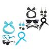 Woman Polkas Dot Earrings Scarf Headband Cats Eye Glasses 50's Costume Accessories Set for Party