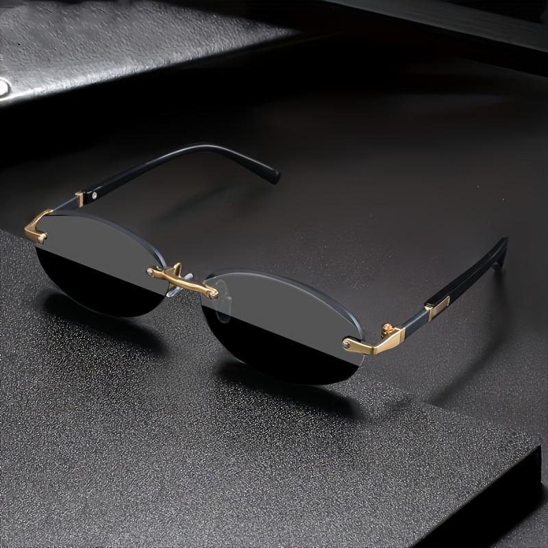 Frameless Fashion Oval Small Frame Glasses Suitable for Daily Wear By Men and Women
