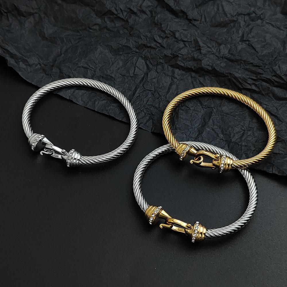 Creative Steel Wire Horseshoe Hook Zircon Stainless Steel Women's Bracelet, Waterproof and Rust-free, Couple Bracelet