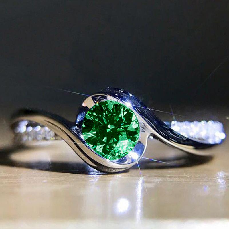 Huitan Luxury Trendy Women Wedding Rings White/Pink/Green/Blue Cubic Zirconia Engagement Accessories Fashion Jewelry