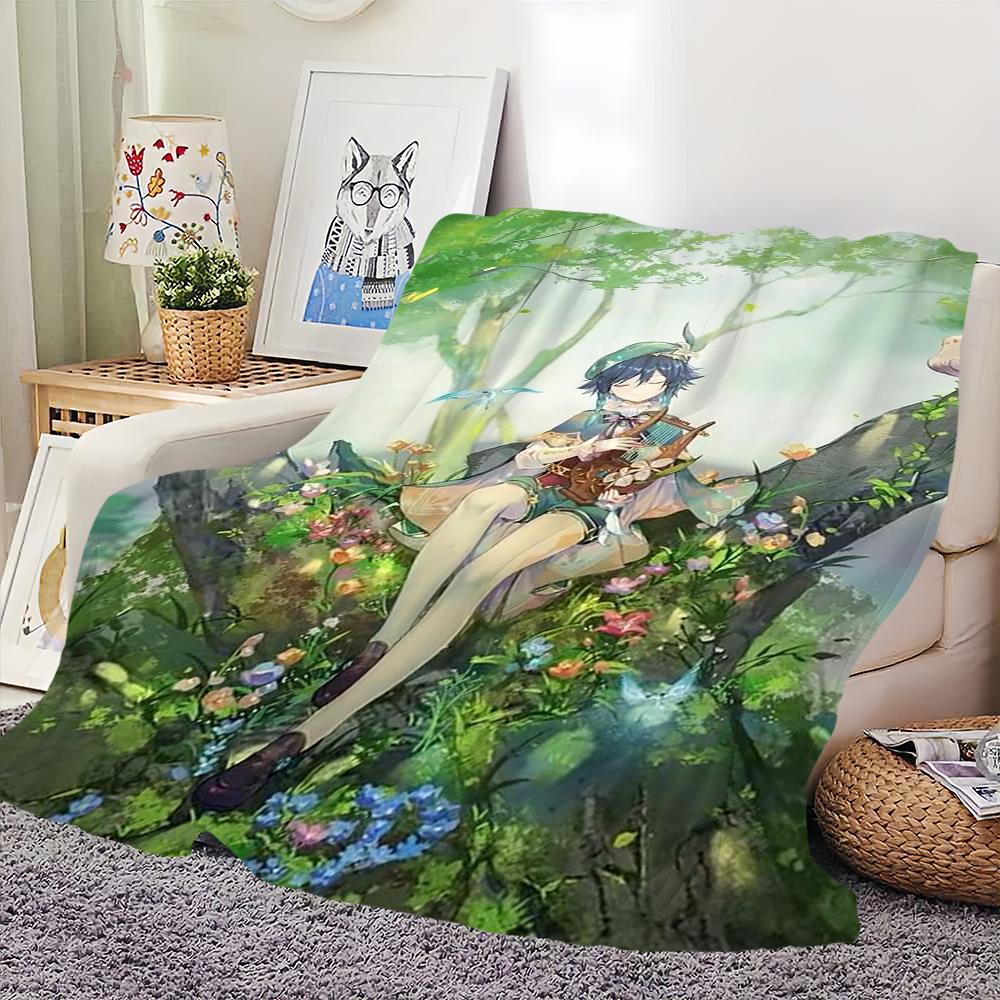 Genshin Impact Venti Printed Comfortable and Soft Sofa Living Room Bedroom Plush Blanket Suitable for Home Travel and Gifts