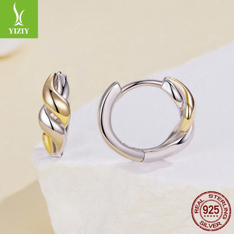 

Серьги из стерлингового серебра S925 с гальваническим покрытием с разделением цвета, серьги-кольца, простые и с изысканным чувством, серьги с намоткой из линий