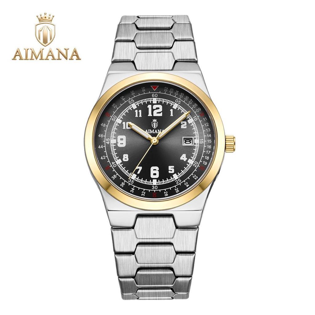 Vintage Aviation Pilot Watch for Men Waterproof Quartz Watch with Date Luminous Hands Steel Strap Dress Wrist Watch