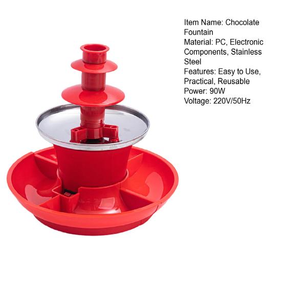 90W Chocolate Fountain Melter Food Grade BPA Free Easy to Clean 3 Tiers Design Christmas