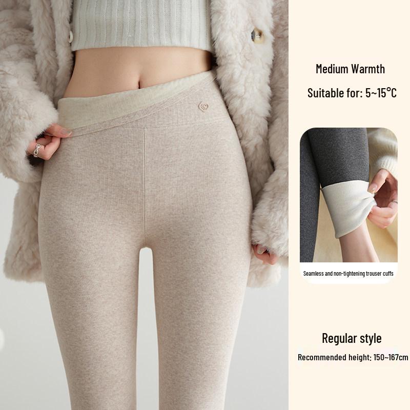 Women's High-Waist Wool Leggings: Warm, Seamless, Thickened, Plus Velvet, Slimming Cotton Pants for Autumn and Winter.