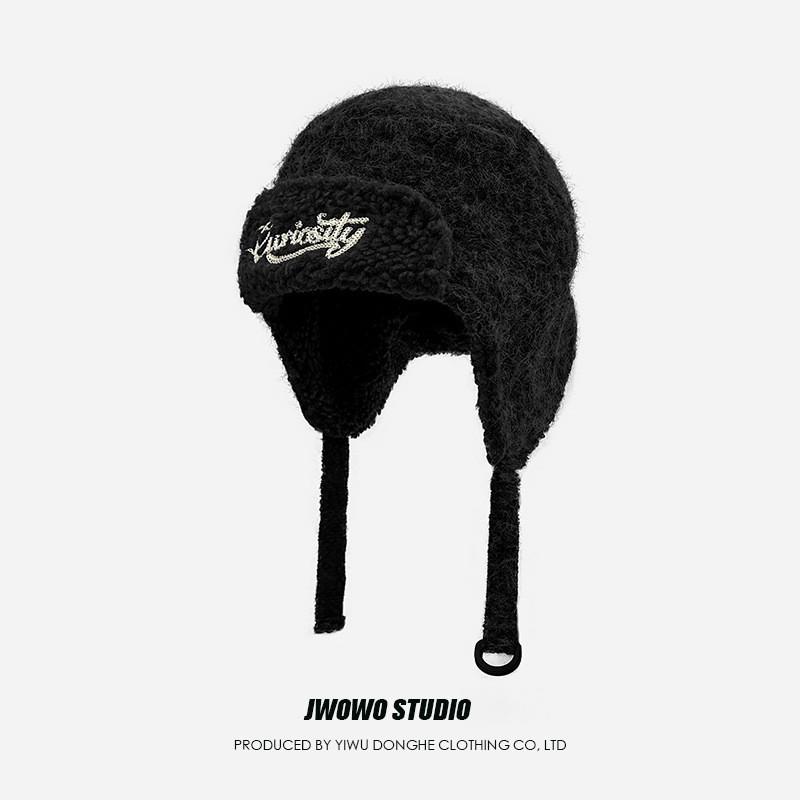 

Embroidered Pilot Cap For Women Winter Warmth Polyester Casual Sports чёрный