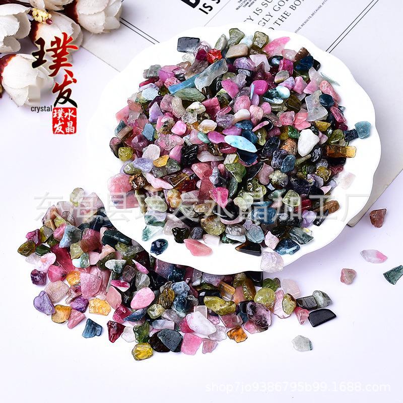Natural Colored Tourmaline Gravel: Colorful Crystal Raw Stones for Fish Tank Decoration