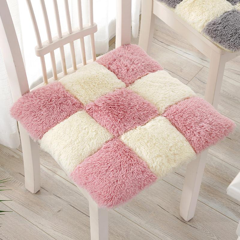 Fortykket Stol Krakk Pute Sittepute på Gulvet Student Ni-ruters Stolpute Plysj Rumpepute Kontor Langvarig Sittepute