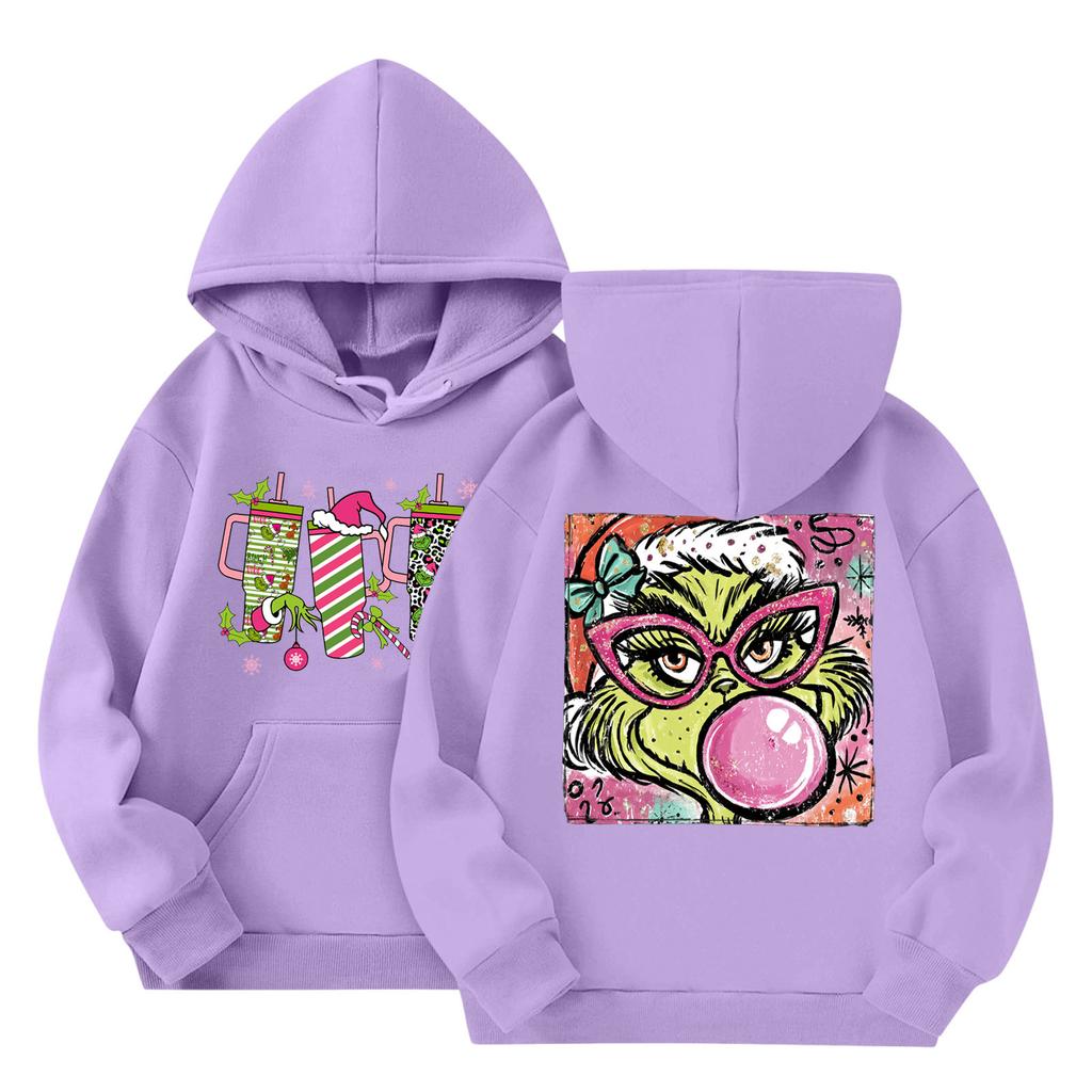 Barne Mote Lett Langermet Genser Med Lommer Trykk Hettegenser