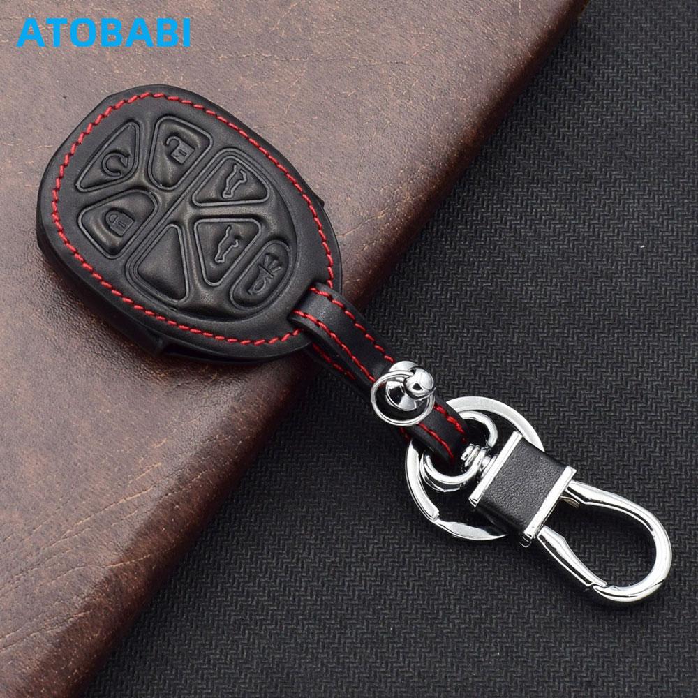 Leather Car Key Cover Bag For GMC Yukon SUV For Cadillac Escalade For Chevrolet Suburban Tahoe Remote Control Fobs Shell Protector Case