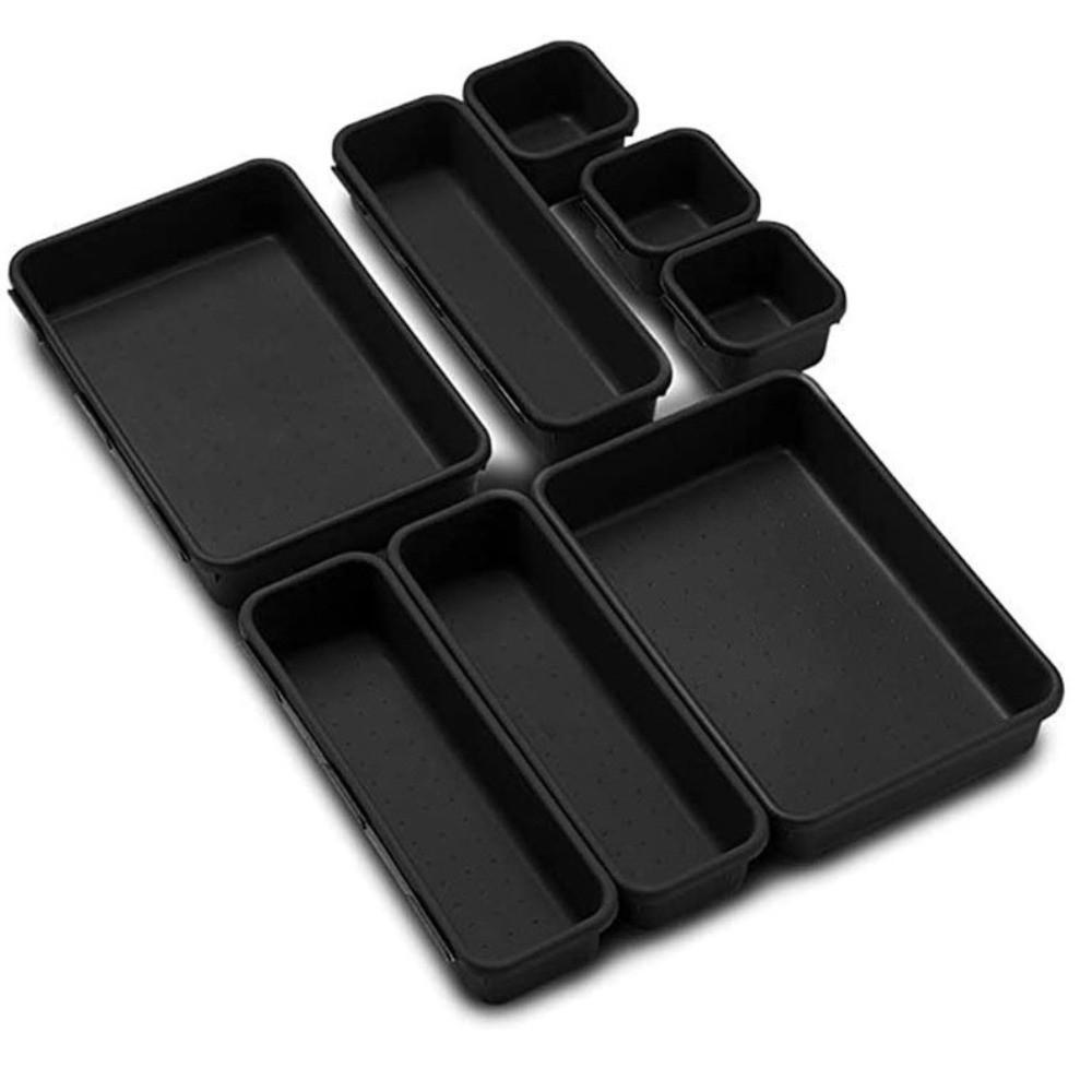 8PCS/SET Plastic Makeup Organizer Boxes Stackable Sundries Divider Holder Jewelry Boxes Bathroom
