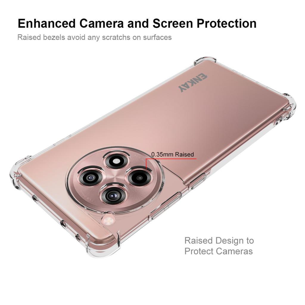 ENKAY HAT PRINCE For OnePlus Ace 3 5G/12R 5G Clear Case Four Corners Reinforced Anti-Slip Strip Edge TPU Phone Cover