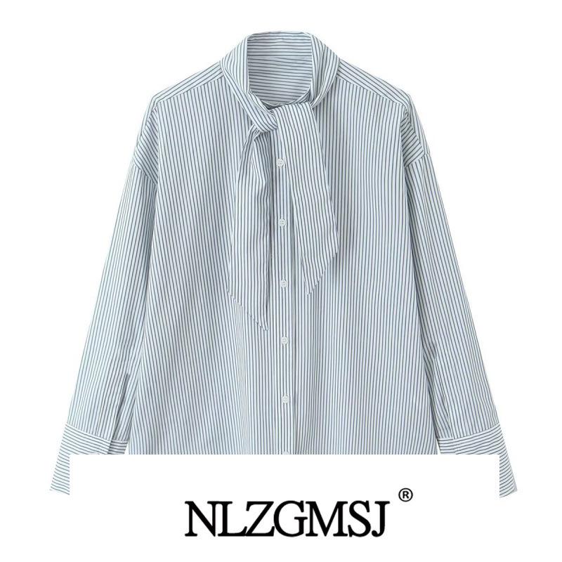 

Spring 2026 European & American Style Striped Poplin Shirt-Scarf Extra Small