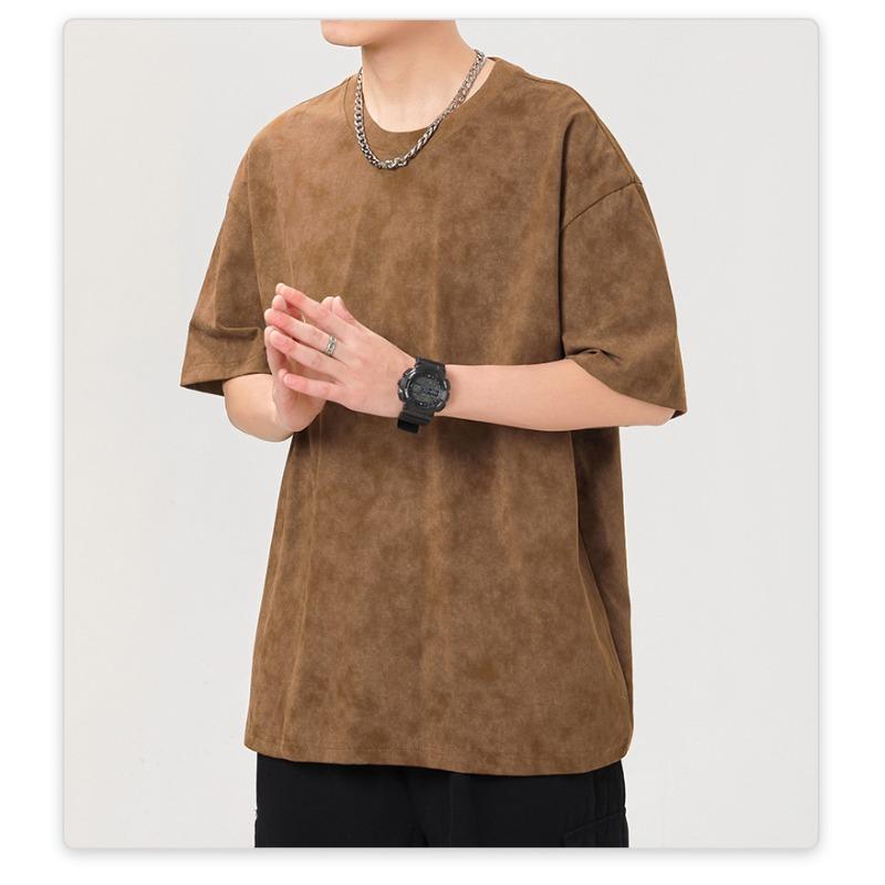 Summer and Summer American High-density Knitted Loose Fashion Men's T-shirt Short-sleeved