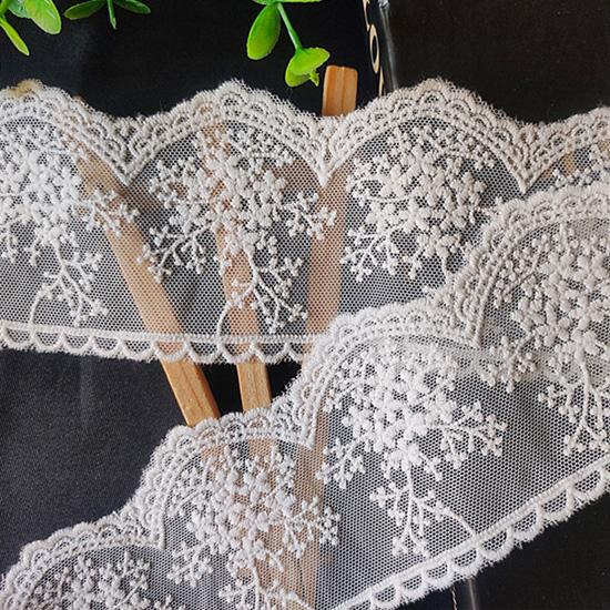3Meters/lot 6.7cm wide white beige snowflake mesh embroidery lace children's clothing home textile women's clothing skirt decoration accessories