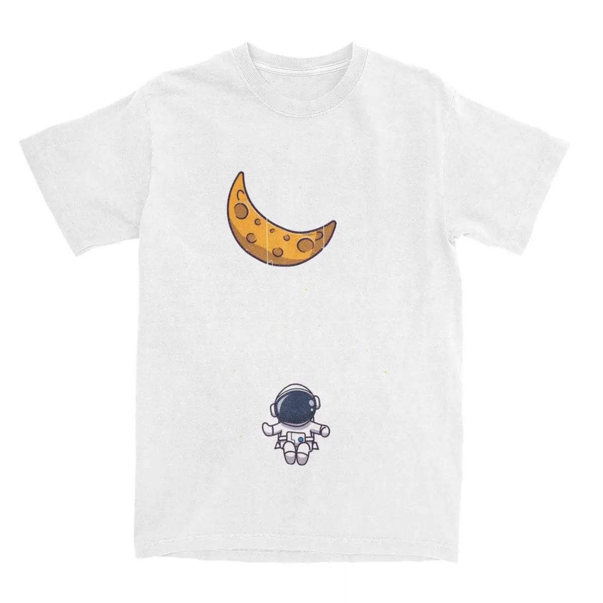 

Футболка Baby Astronaut Swing Under Moon, мужская уличная одежда, хлопковые футболки, летняя футболка с круглым вырезом, свободная одежда больших размеров 3XL