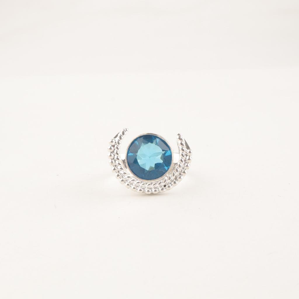 Gemma Topazio Blu Svizzero Anello Gioiello Fatto a Mano in Argento Sterling 925 Per Amico RR-48-14
