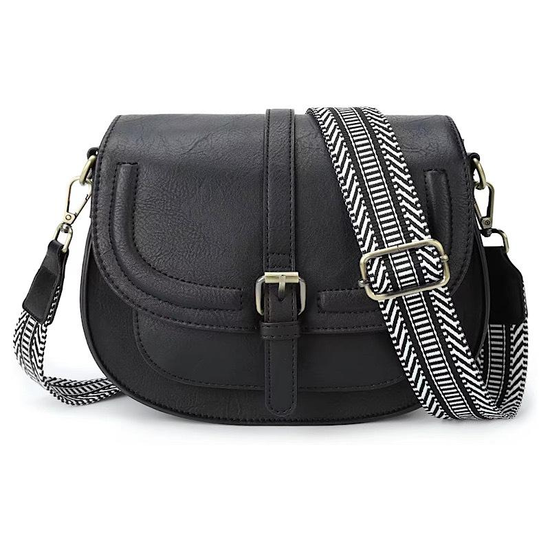 Hot-selling Hong Kong Style Retro Saddle Bag Women's Shoulder Messenger Bag European and American Versatile Women's Semi-round Bag Women