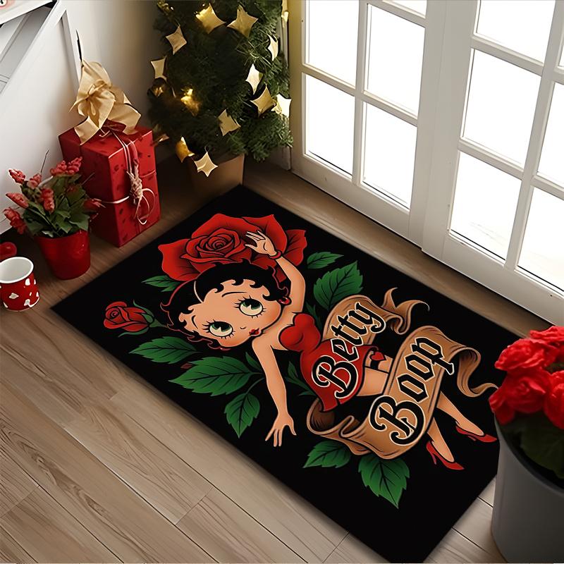 1pc Office Printed Area Carpet, Betty Boop Rug, Home Sofa Chair Mat For Christmas and Halloween Décor