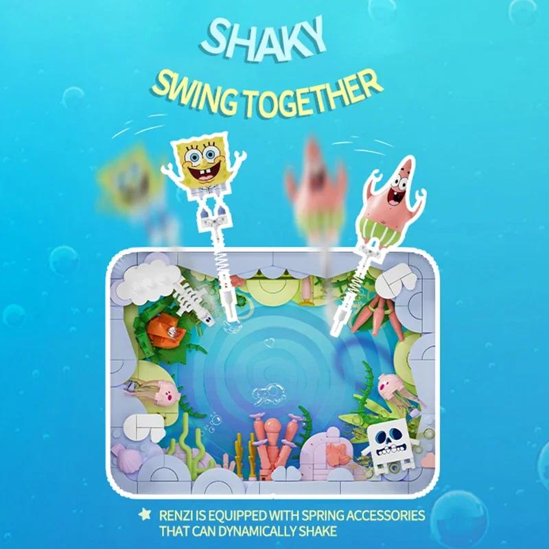 SpongeBob SquarePants Building Blocks Cartoon Characters Patrick Star Po Frame Bricks Set Desktop Decoration Kids DIY Toys
