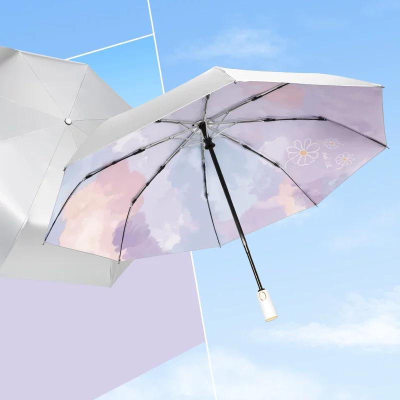 Full-Automatic Foldable Sun Protection Umbrella Women's Dual-Use Foldable UV Protection Sun Umbrella Sun Protection Small Portable