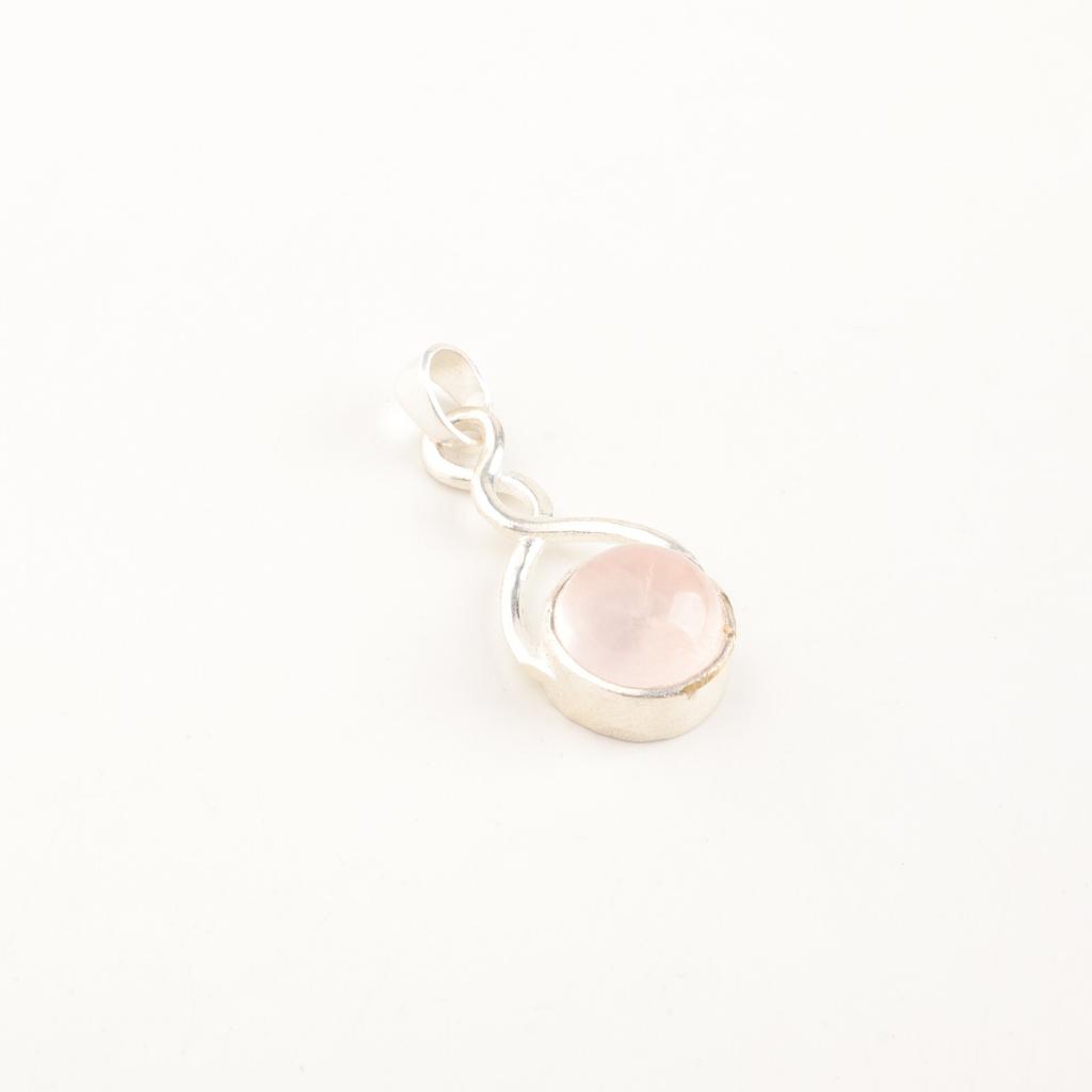 Naturlig Rosenkvarts Ädelsten 925 Sterling Silver Smycken Handgjort Bröllopshänge CP-25-22