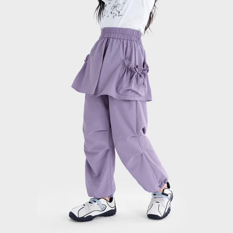 TuTu Little Elephant Girls' Lightweight Breathable Cargo Wide-Leg Pants