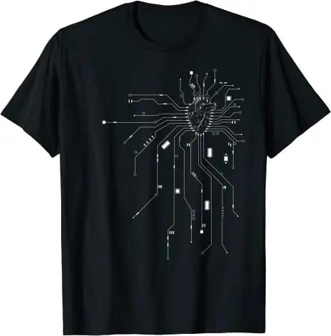 Electrical Electronic Engineer Circuit Graphic Tee Top Anatomical Heart CPU Processor Computer Programmer PCB Board  TShirt