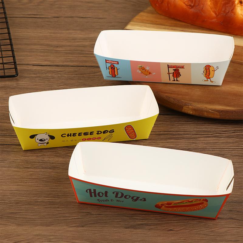 100 sztuk Pudełko do pakowania hot-dogów bez składania Papierowe Jednorazowe Naczynia Imprezowe Taca do serwowania jedzenia Dla Firm Cateringowych Pudełka Cateringowe