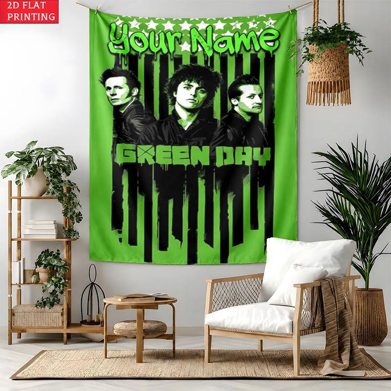 Green day Custom Name Tapestry Personalized Wall Art Hanging Bohemian Home Decor for Bedroom Dorm Living Room