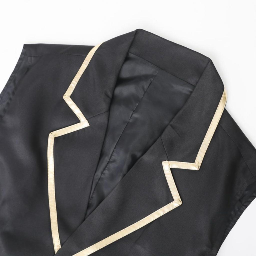Men's Steampunk Single-Breasted Vest Costume with Gold Collar for Halloween Party
