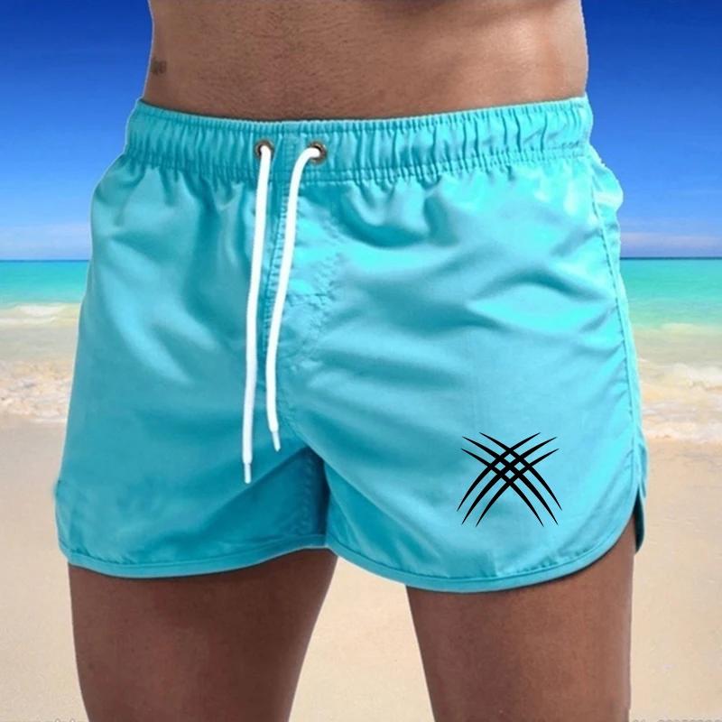 Casual Swimming Summer Men's Shorts 2025 Beach Trunks Swim Gym Pants Quick Drying Homme Surf Ventilate Drawstring Fashion Daily