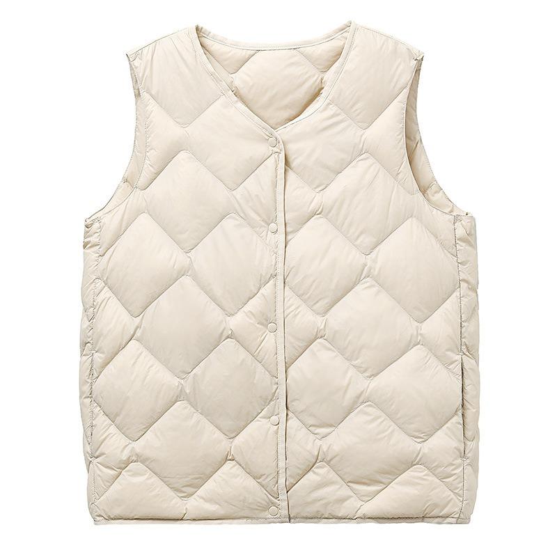 New women's down jacket, vest, mother outfit, medium and old vest, round neck neck, light and thin liner, warm short