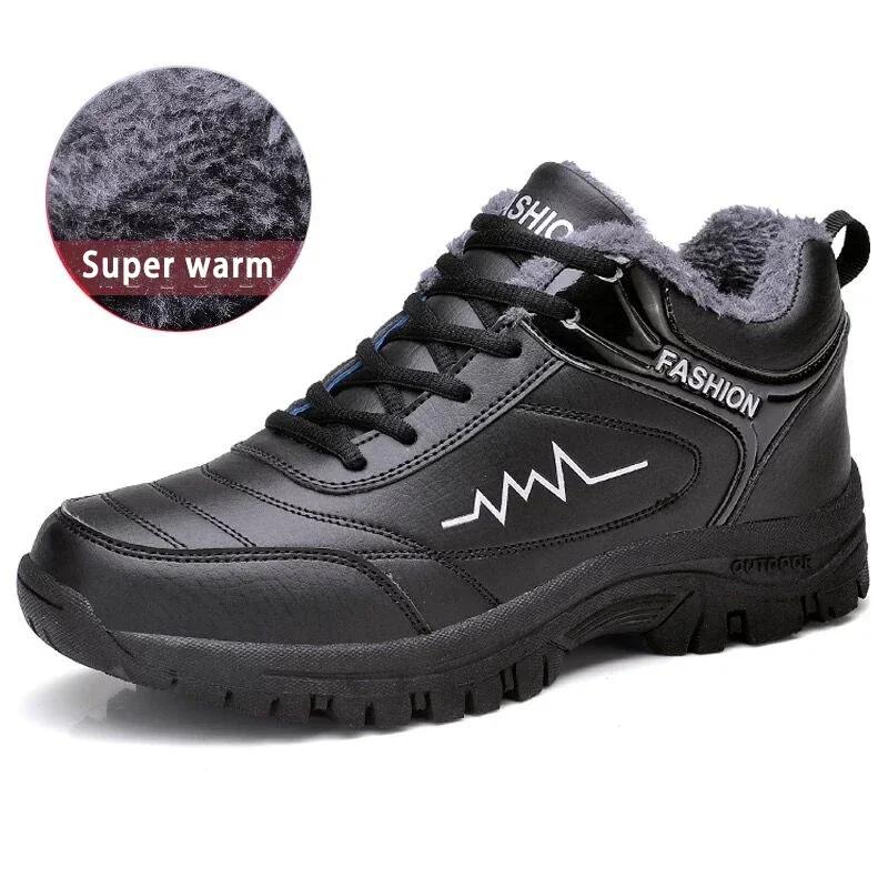

Зимние мужские сноубутсы Мужская рабочая обувь Плюшевые Теплые Кроссовки Мужские Уличные Водонепроницаемые Ботильоны Сноубутсы Повседневная обувь Кожаные ботинки 45