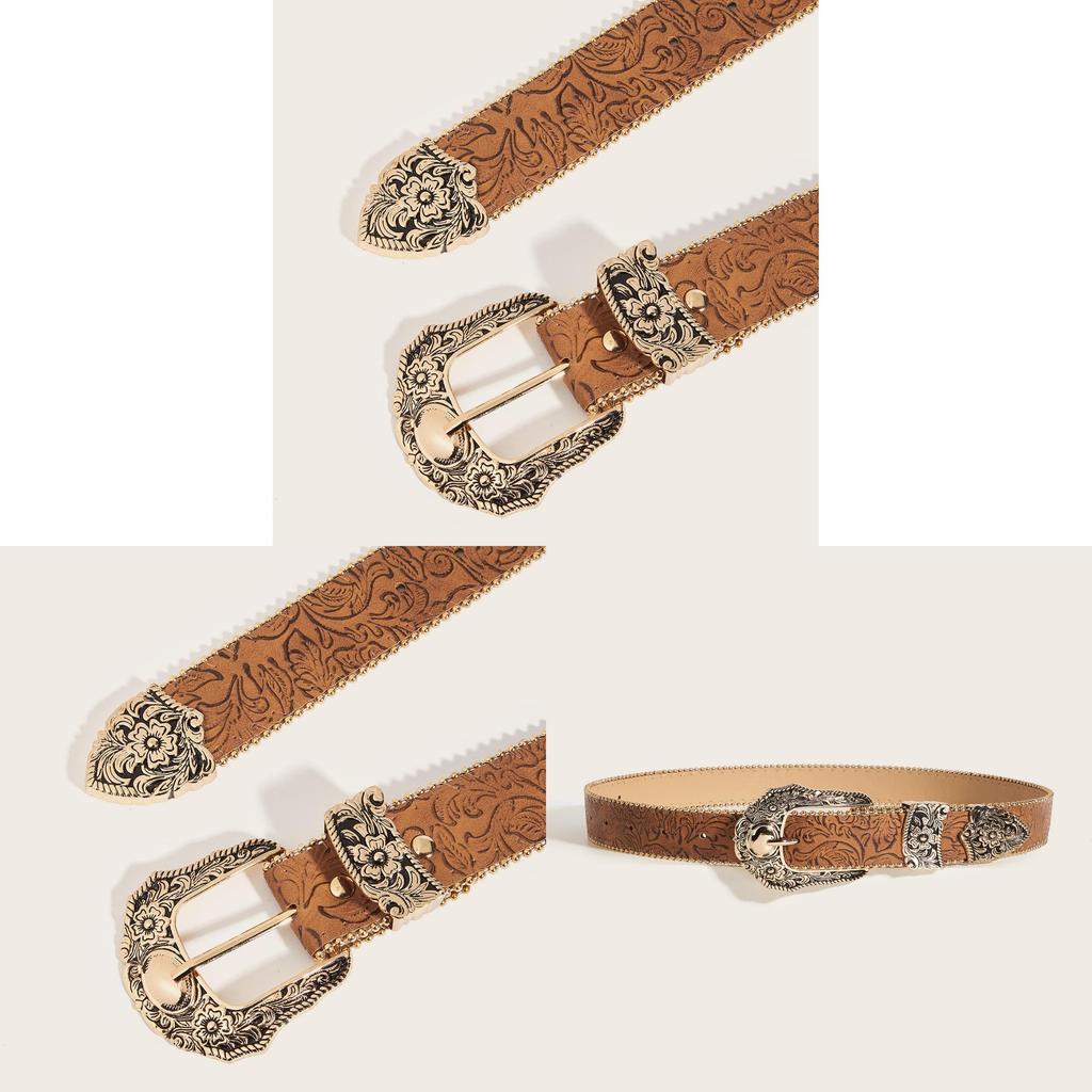 Punk Style Pu Leather Belt With Metal Buckle For Casual Youth Fashion