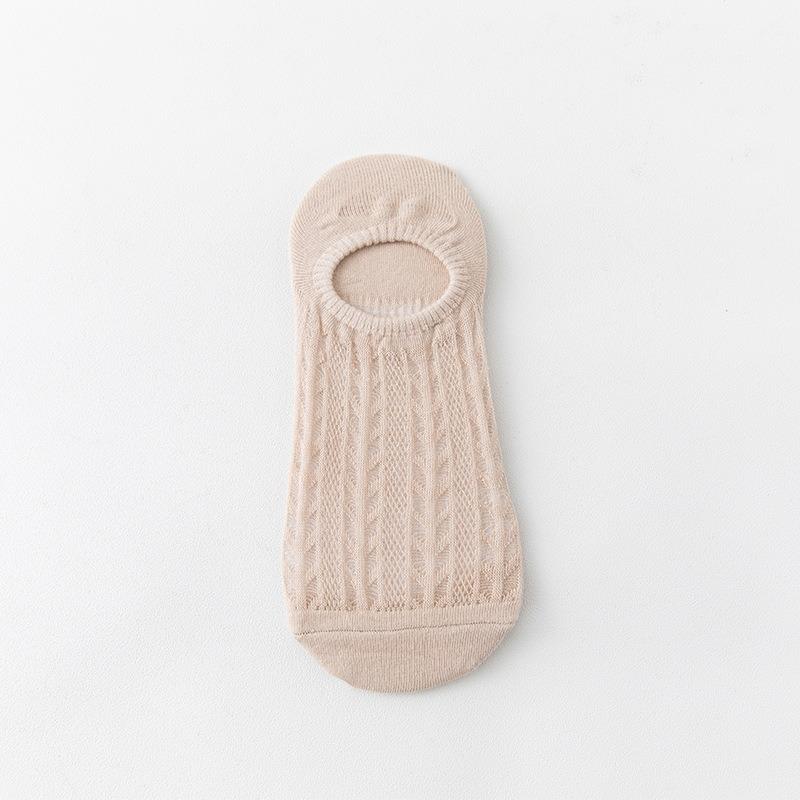 Ladies Spring and Summer Thin Simple Mesh Pure Color Breathable Shallow Mouth Invisible Socks
