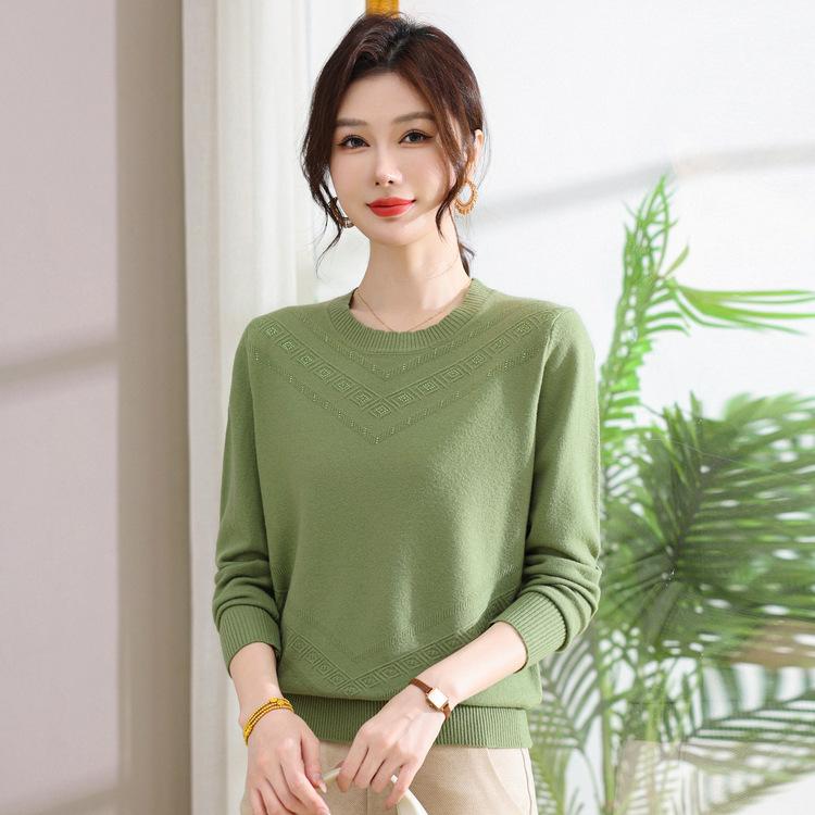 

Свободная повседневная модная футболка с круглым вырезом, универсальный низ, женский топ, осенняя одежда 4XL зелёный