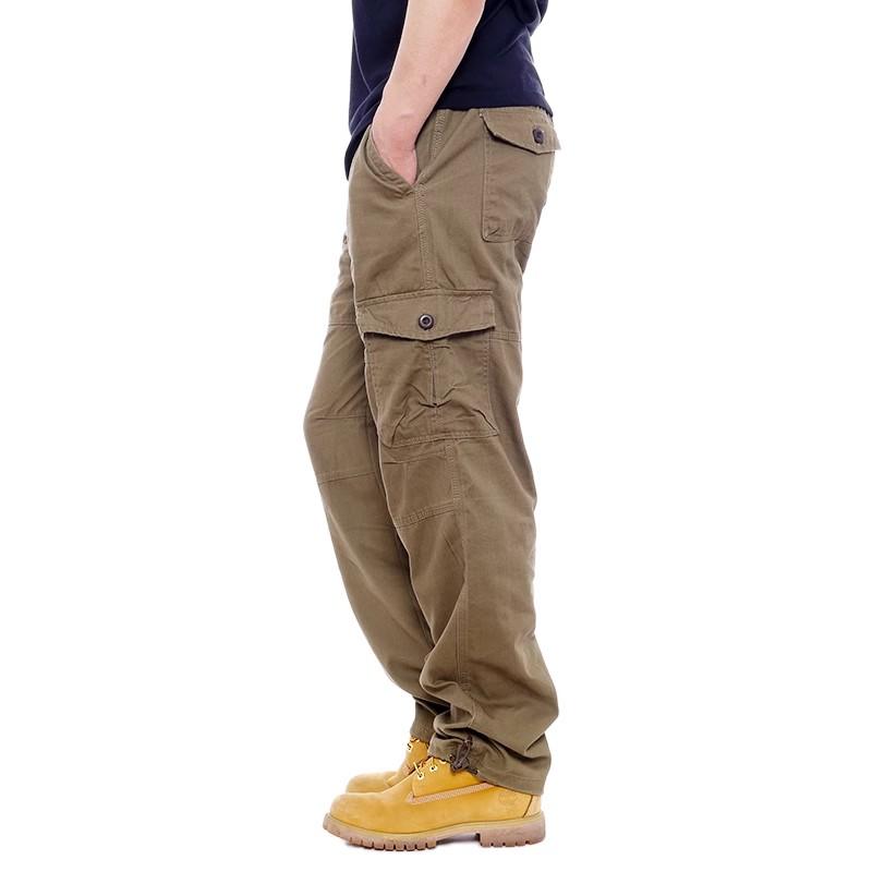 Men's Casual Elastic Waist Plus Size Pants Multi-Pocket Loose Trousers