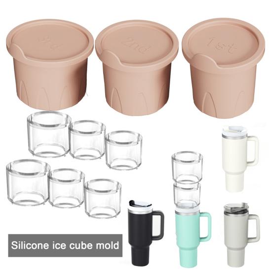 3Pcs Ice Tray Silicone Hollow Ice Lid Cubes Mold with Cylinders for 30/40 Oz
