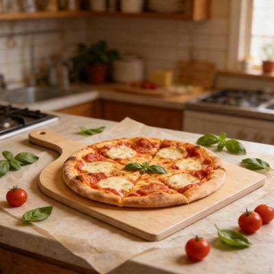 Pala per pizza in legno, tagliere, piatto da portata, preparazione del pane per il campeggio