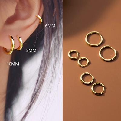 Pendientes de aro pequeños minimalistas para mujer y hombre, aretes circulares redondos de acero inoxidable de Color dorado, joyería de fiesta antialérgica