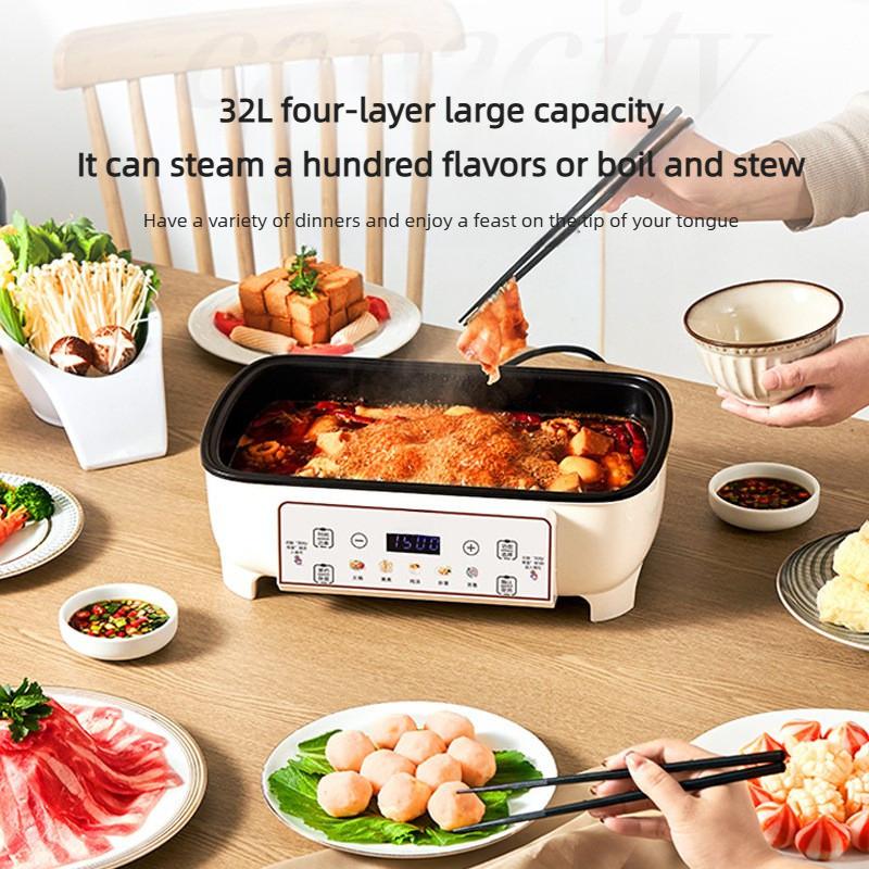 Multi functional Electric Steamer Four Layer Large Capacity Steam Pot Household Breakfast Automatic Power Off Steaming Box