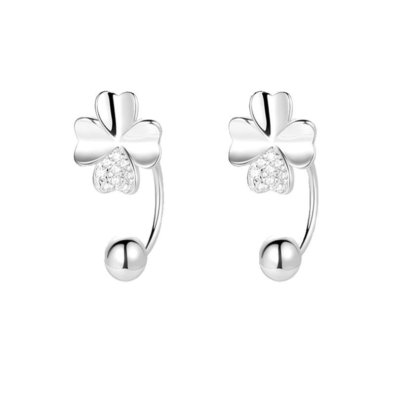 Four-leaf Clover Earrings Women's Ear Hole Earrings Screws Buckle Earbone Nails New Trendy Earrings