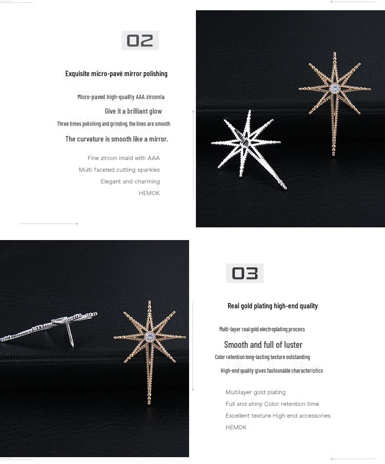 Unisex Zircon-Inlaid Eight-Pointed Star Cross Lapel Pin Corsage