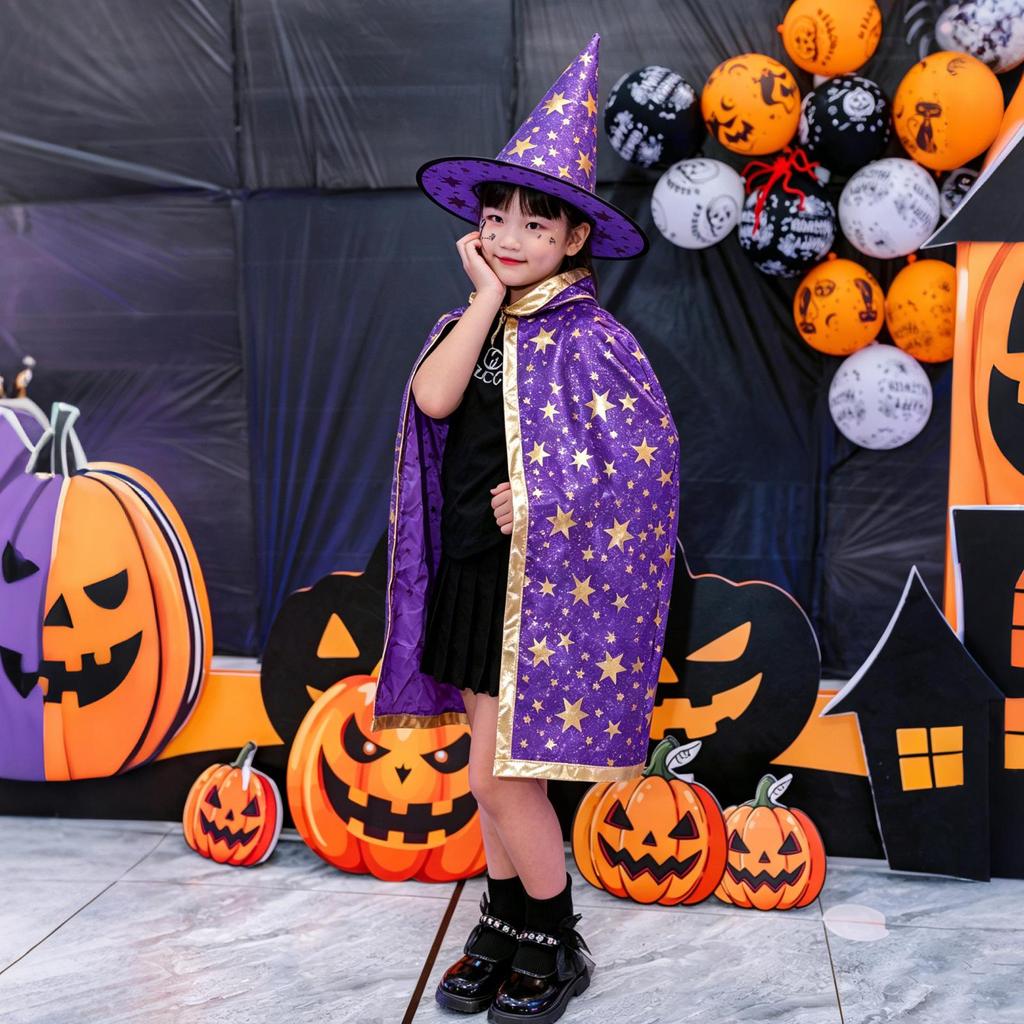 Five-Star Halloween Witch Cape Costume for Kids