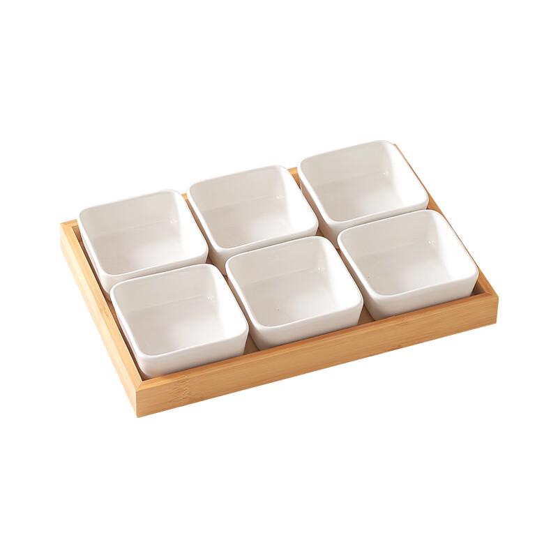 Ceramic 6-Compartment Snack Serving Platter