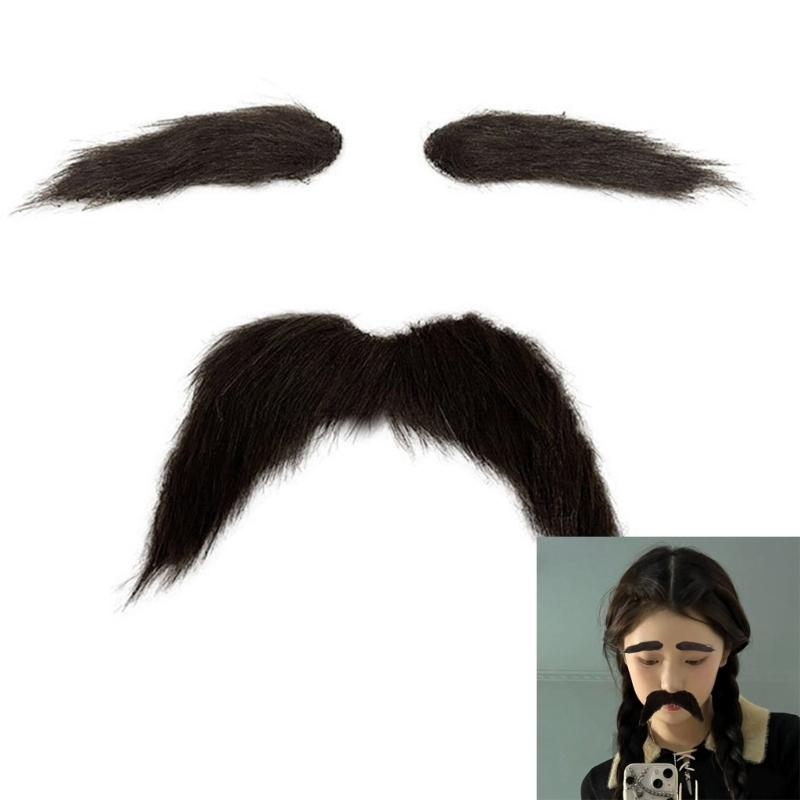 Mustaches and Eyebrows Cosplay Costume Accessories for Halloween Christmas, Self Adhesive Eyebrows and Beard Mustaches