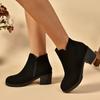 Stivali con plateau da donna, stivaletti da donna, moda autunnale, eleganti, in finta pelle scamosciata, eleganti, concisi, colori solidi, stivaletti con tacco alto