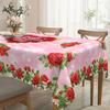 Pink Rose Love Happy Valentine'S Day Round Tablecloth, Valentine'S Day Square Tablecloth